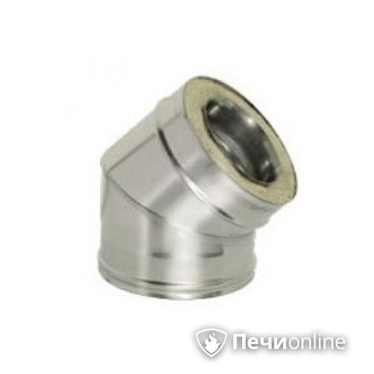 Дымоход Дымок Колено 45° с изоляцией 0.5 мм. OТFR45 150/230 в Кургане