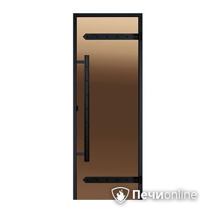 Дверь для бани Harvia Стеклянная дверь для сауны LEGEND 7/19 черная коробка сосна бронза  D71901МL в Кургане